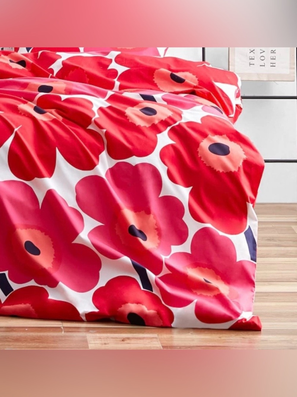 🌺NWT🌺 Marimekko Unikko Duvet cover set, Size King - Picture 6 of 11